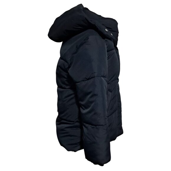 Abercrombie & Fitch Womens S Black Puffer Jacket Hood & Sherpa-Lined Water Wind - Picture 8 of 10